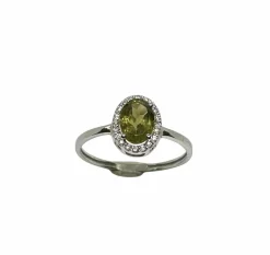 Bague or blanc quartz fumé et diamants