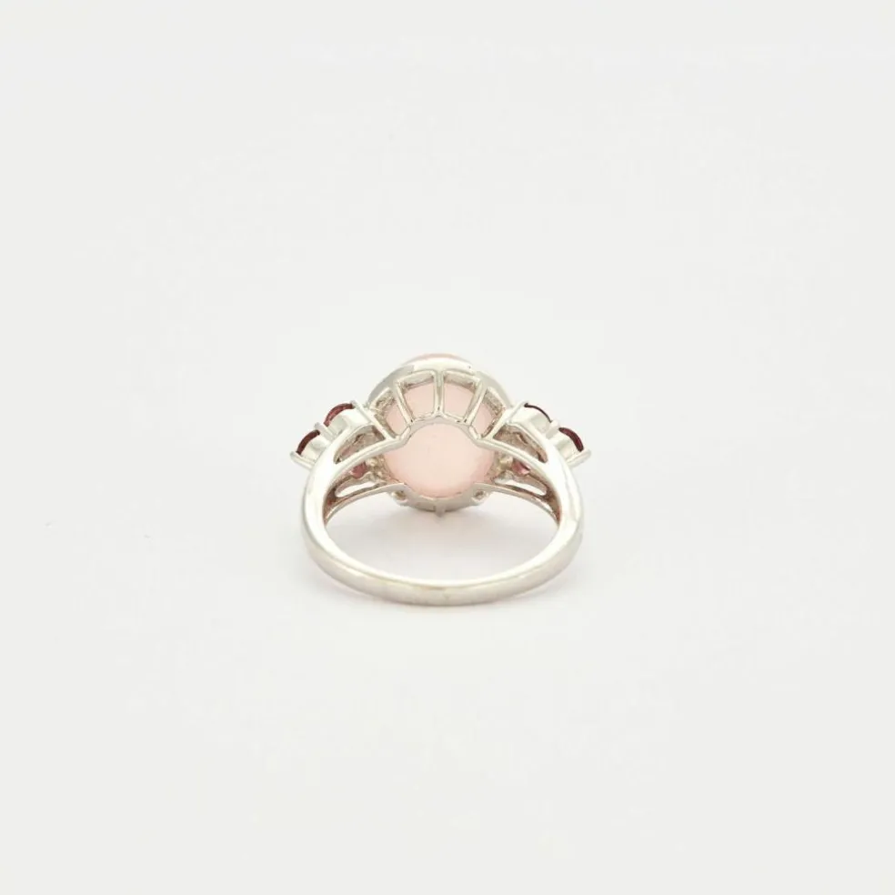 Bague or blanc quartz rose et tourmalines