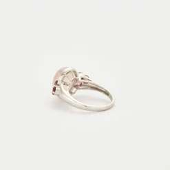 Bague or blanc quartz rose et tourmalines