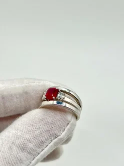 Bague or blanc rubis 1,40 ct et diamants