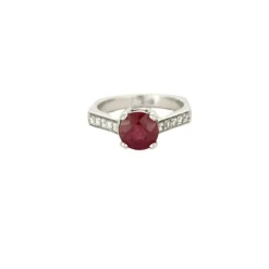 Bague Or Blanc Rubis Diamants