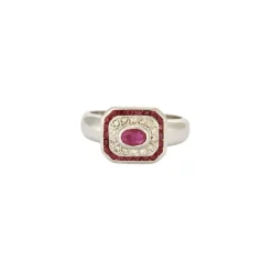 Bague Or blanc Rubis Diamants