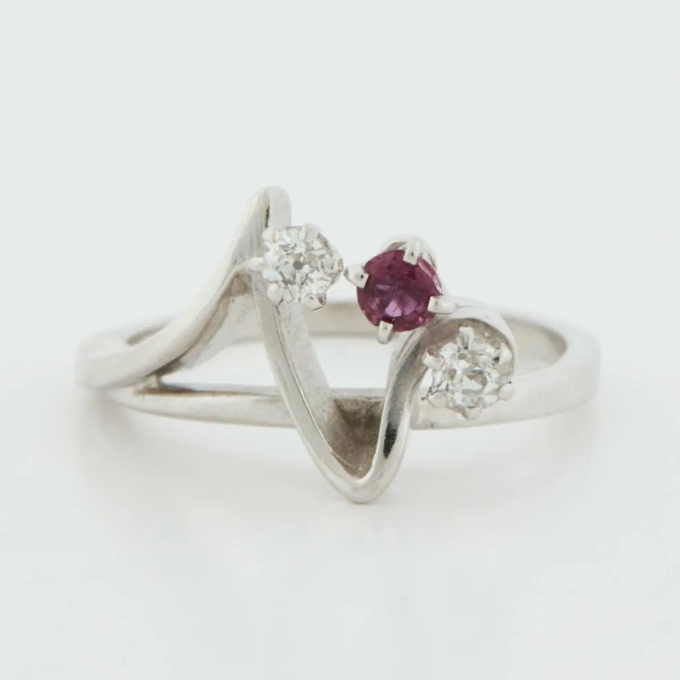 Bague Or blanc Rubis Diamants