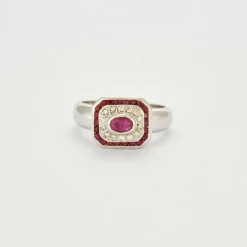 Bague Or blanc Rubis Diamants