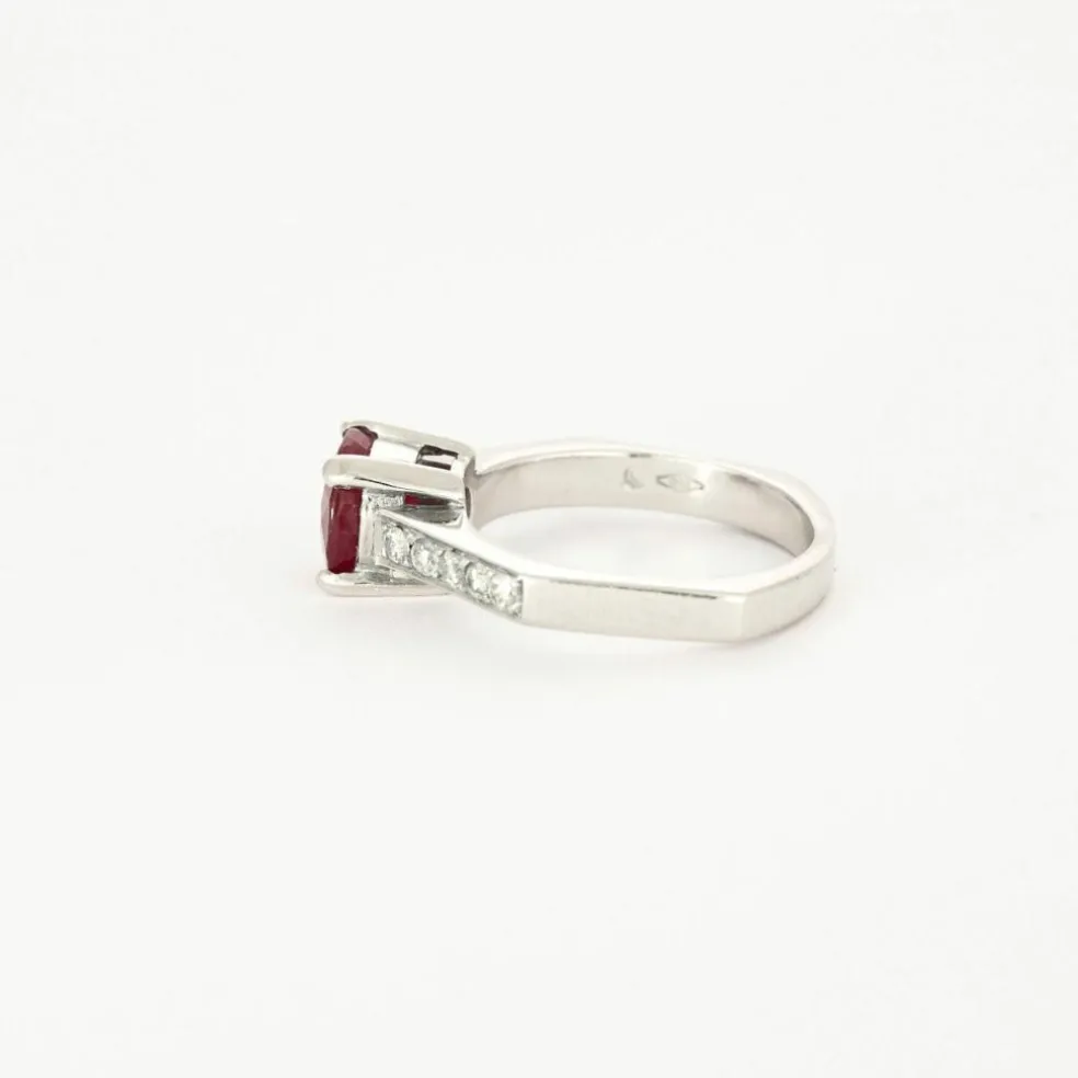 Bague Or Blanc Rubis Diamants