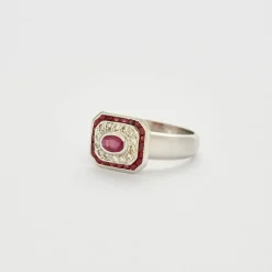 Bague Or blanc Rubis Diamants