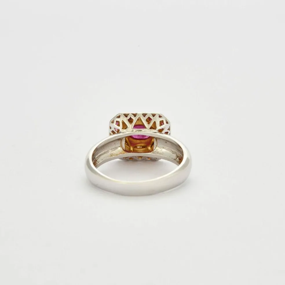 Bague Or blanc Rubis Diamants