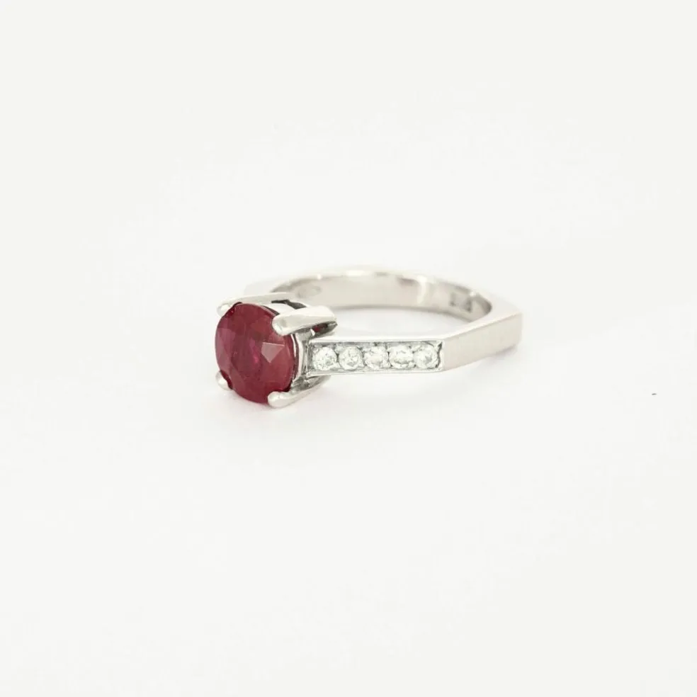 Bague Or Blanc Rubis Diamants