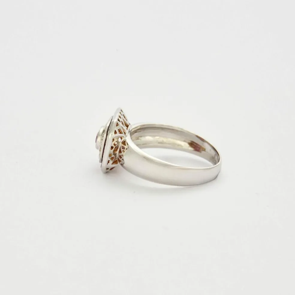 Bague Or blanc Rubis Diamants