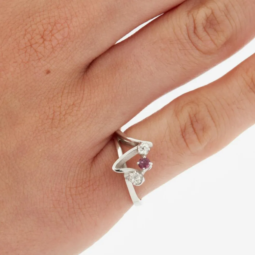 Bague Or blanc Rubis Diamants