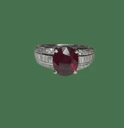 BAGUE OR BLANC RUBIS ET DIAMANTS