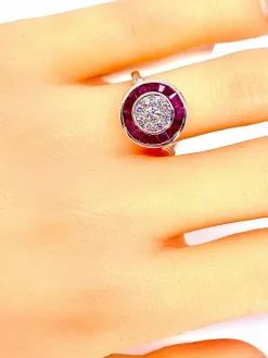Bague Or blanc Rubis et Diamants