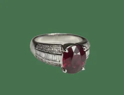BAGUE OR BLANC RUBIS ET DIAMANTS