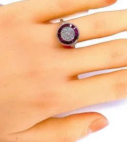 Bague Or blanc Rubis et Diamants