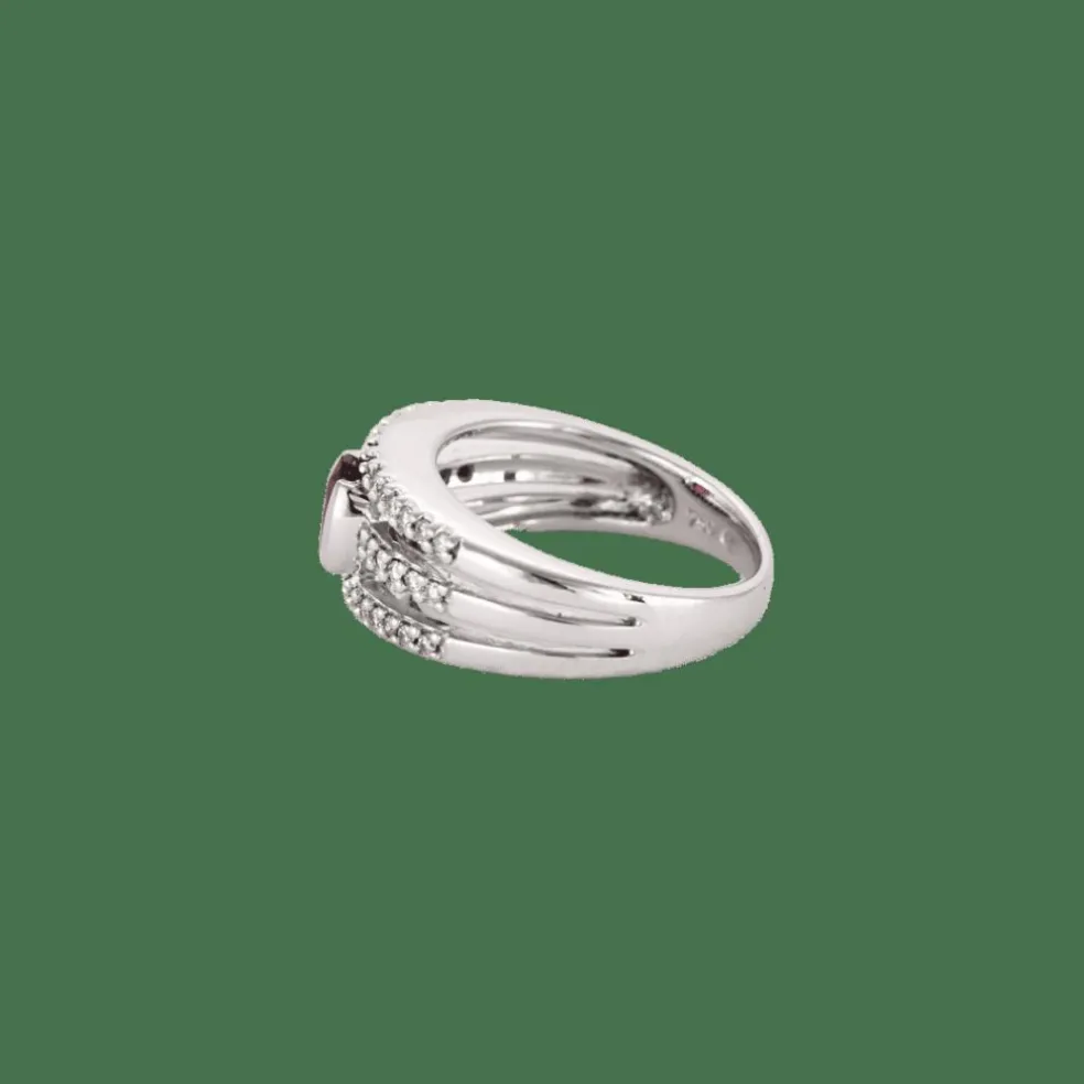 BAGUE OR BLANC RUBIS ET DIAMANTS