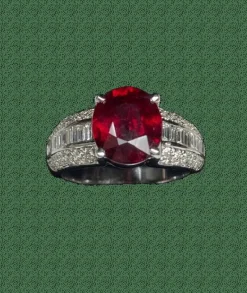 BAGUE OR BLANC RUBIS ET DIAMANTS