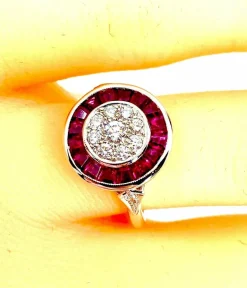 Bague Or blanc Rubis et Diamants