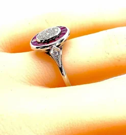Bague Or blanc Rubis et Diamants