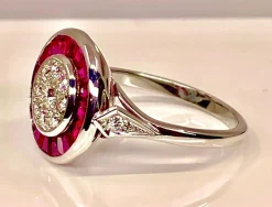 Bague Or blanc Rubis et Diamants