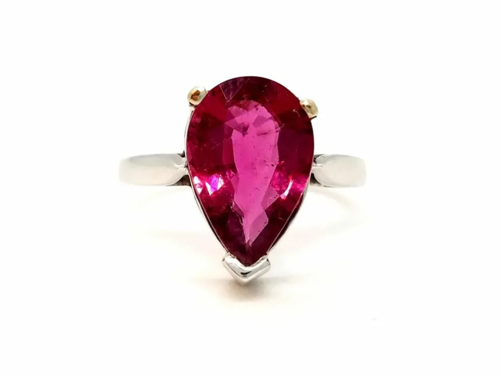 Bague Or blanc Rubélite