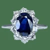 Bague or blanc, saphir 3,57 carats, diamants