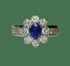 BAGUE OR BLANC SAPHIR 14 DIAMANTS