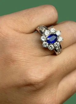 BAGUE OR BLANC SAPHIR 14 DIAMANTS
