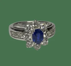 BAGUE OR BLANC SAPHIR 14 DIAMANTS