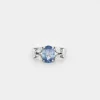 Bague or blanc saphir bleu diamants