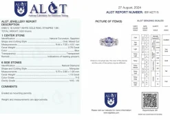 Bague or blanc saphir bleu diamants