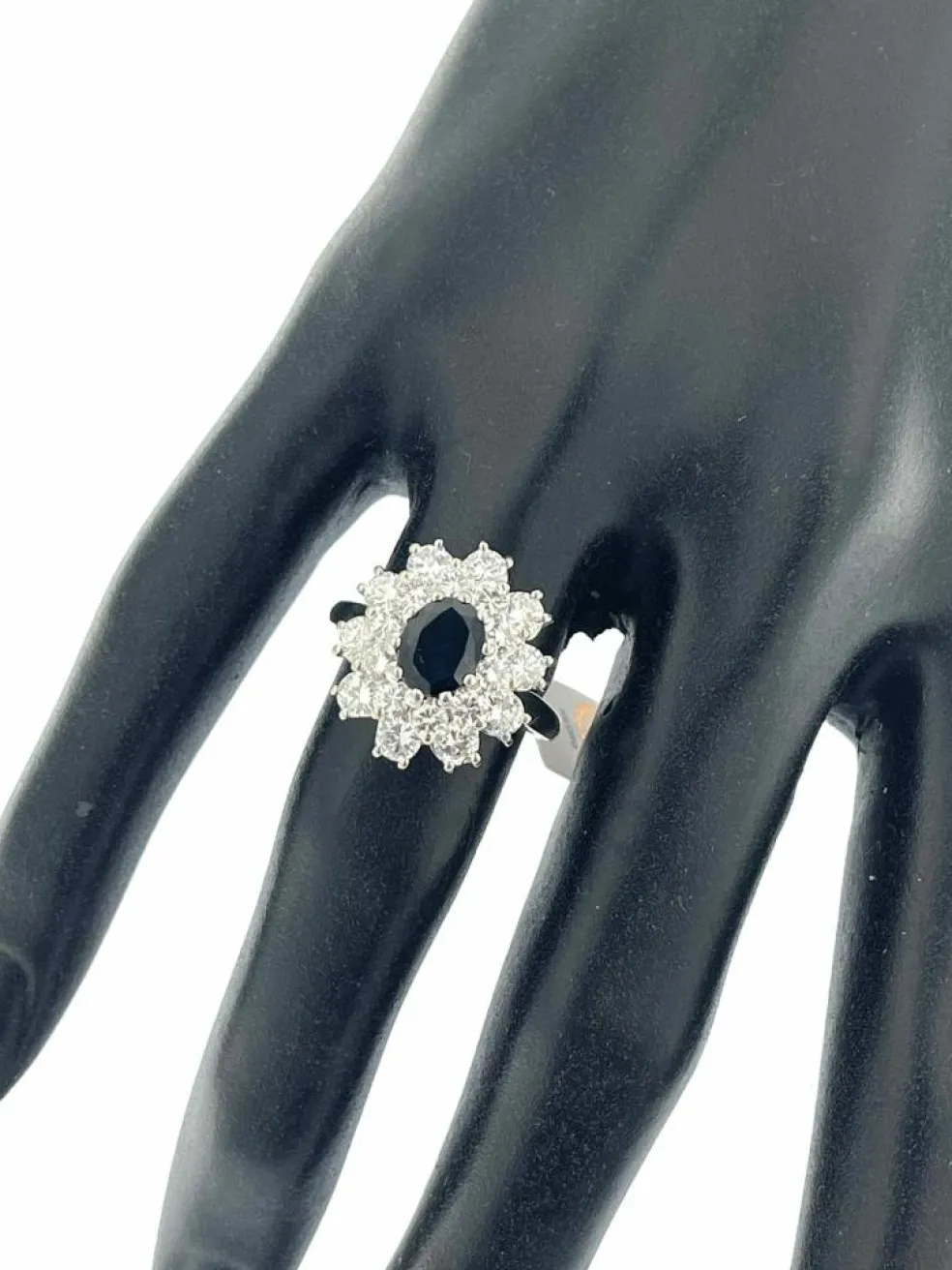 Bague or blanc saphir 1.30ct et diamants certificat IGI