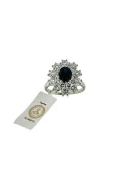 Bague or blanc saphir 1.30ct et diamants certificat IGI