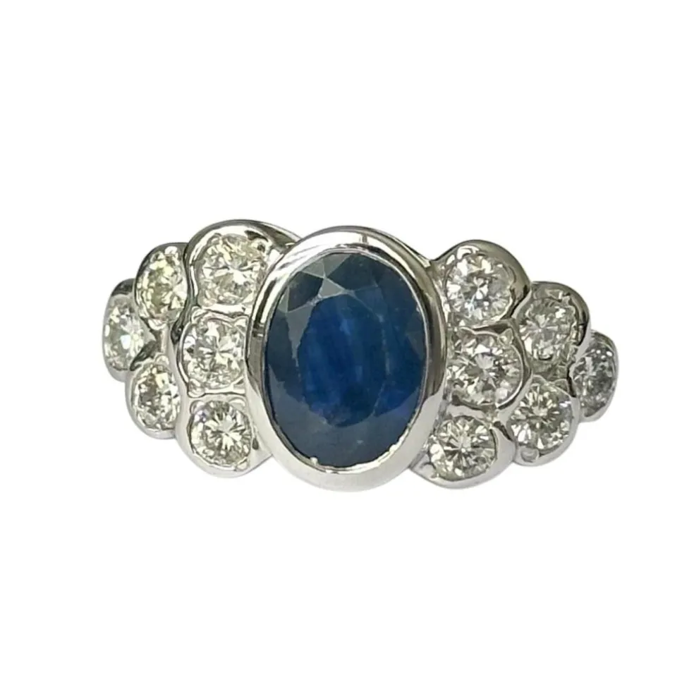 Bague or blanc saphir diamants