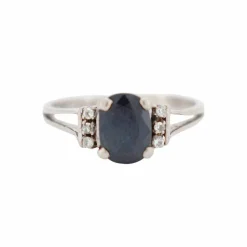 Bague Or blanc Saphir Diamants