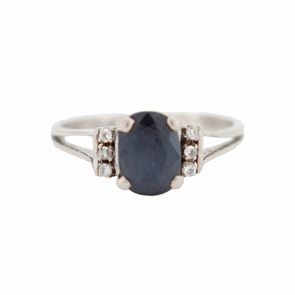 Bague Or blanc Saphir Diamants