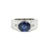 Bague or blanc, saphir, diamants