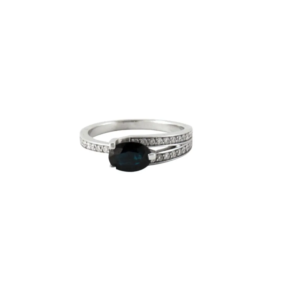 Bague Or blanc Saphir Diamants