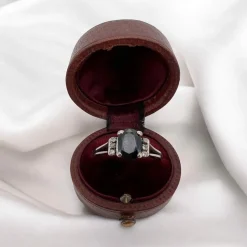 Bague Or blanc Saphir Diamants