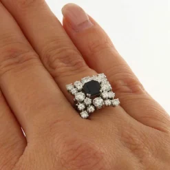 Bague Or blanc Saphir Diamants
