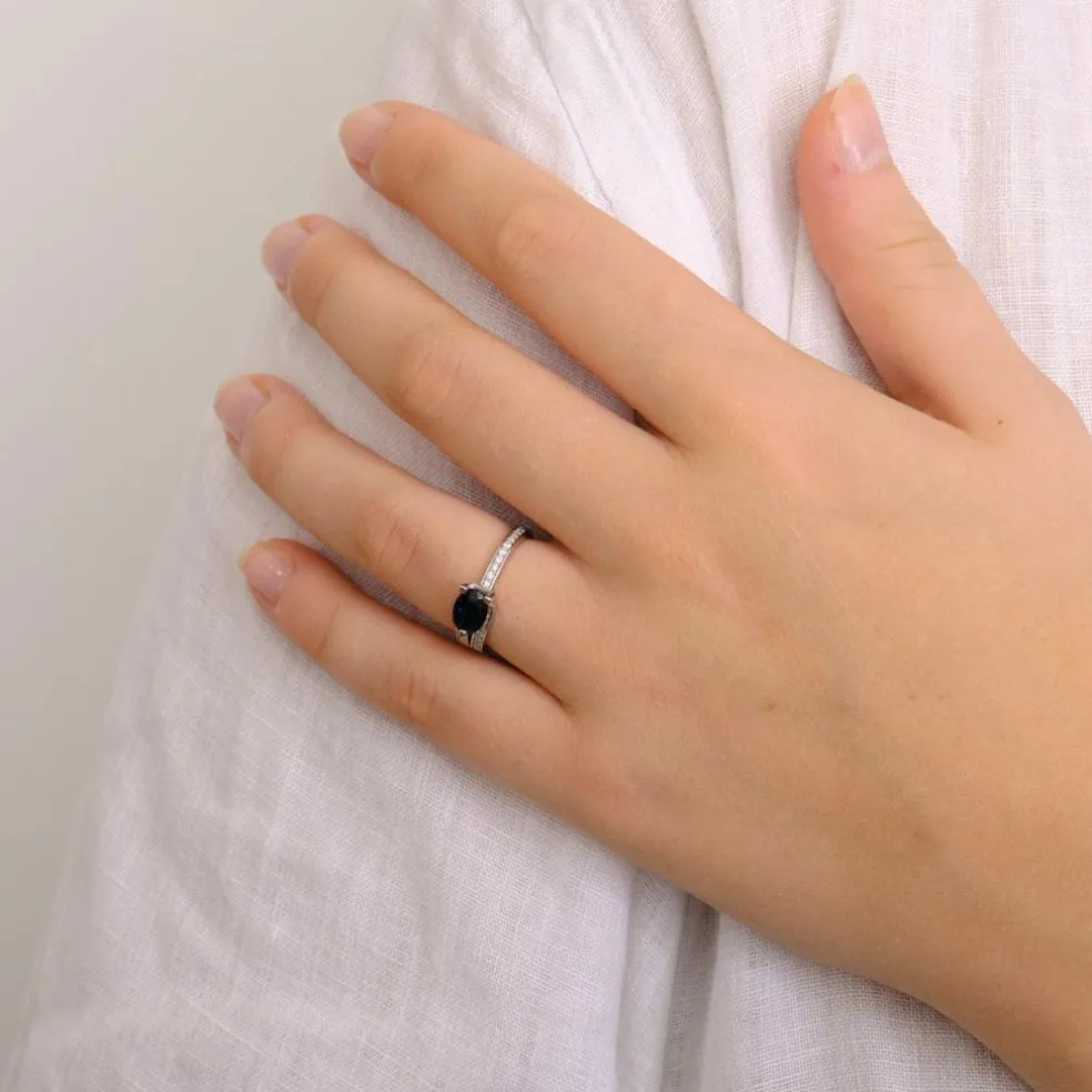 Bague Or blanc Saphir Diamants