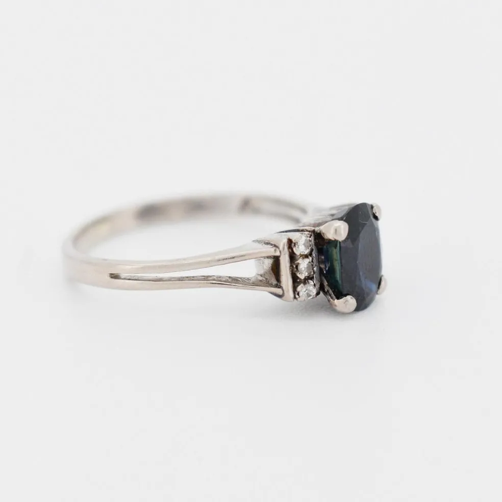 Bague Or blanc Saphir Diamants