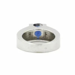 Bague or blanc, saphir, diamants