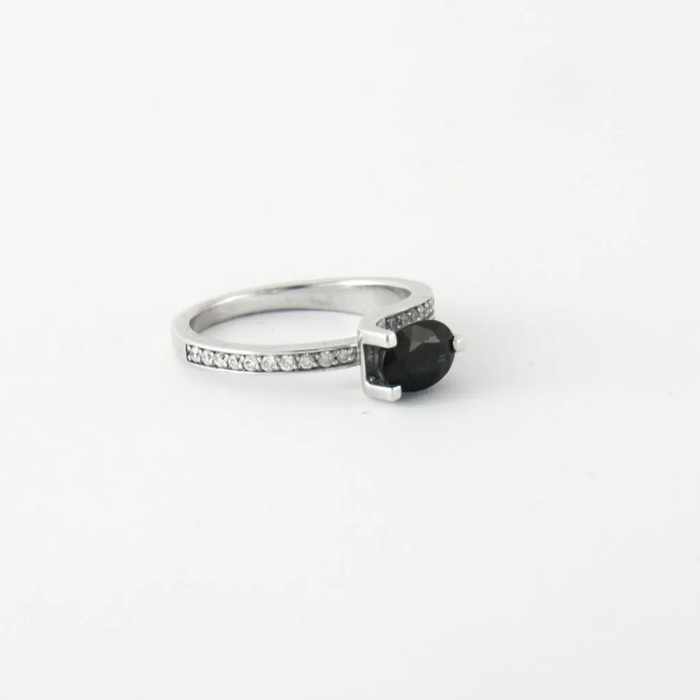 Bague Or blanc Saphir Diamants
