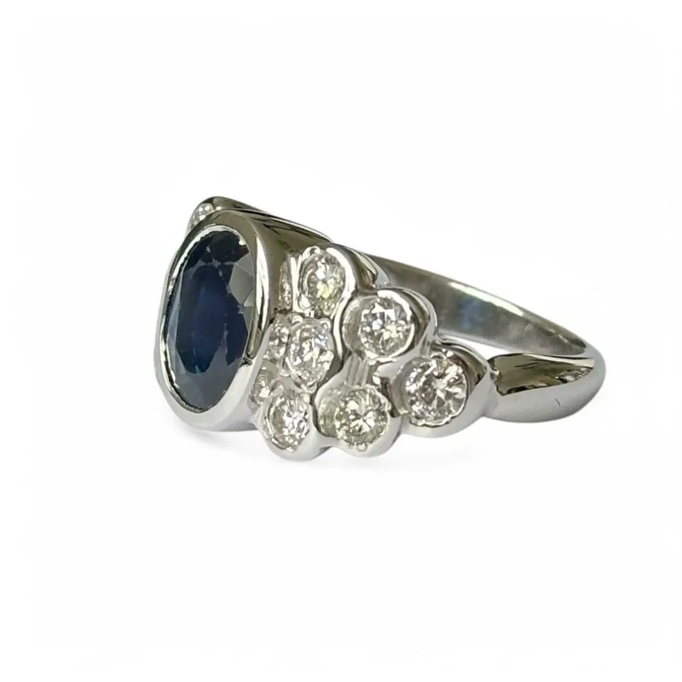 Bague or blanc saphir diamants