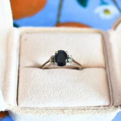 Bague Or blanc Saphir Diamants