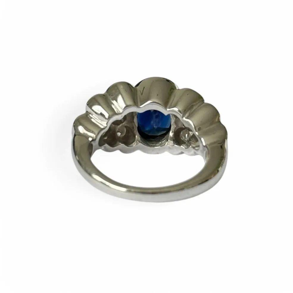 Bague or blanc saphir diamants