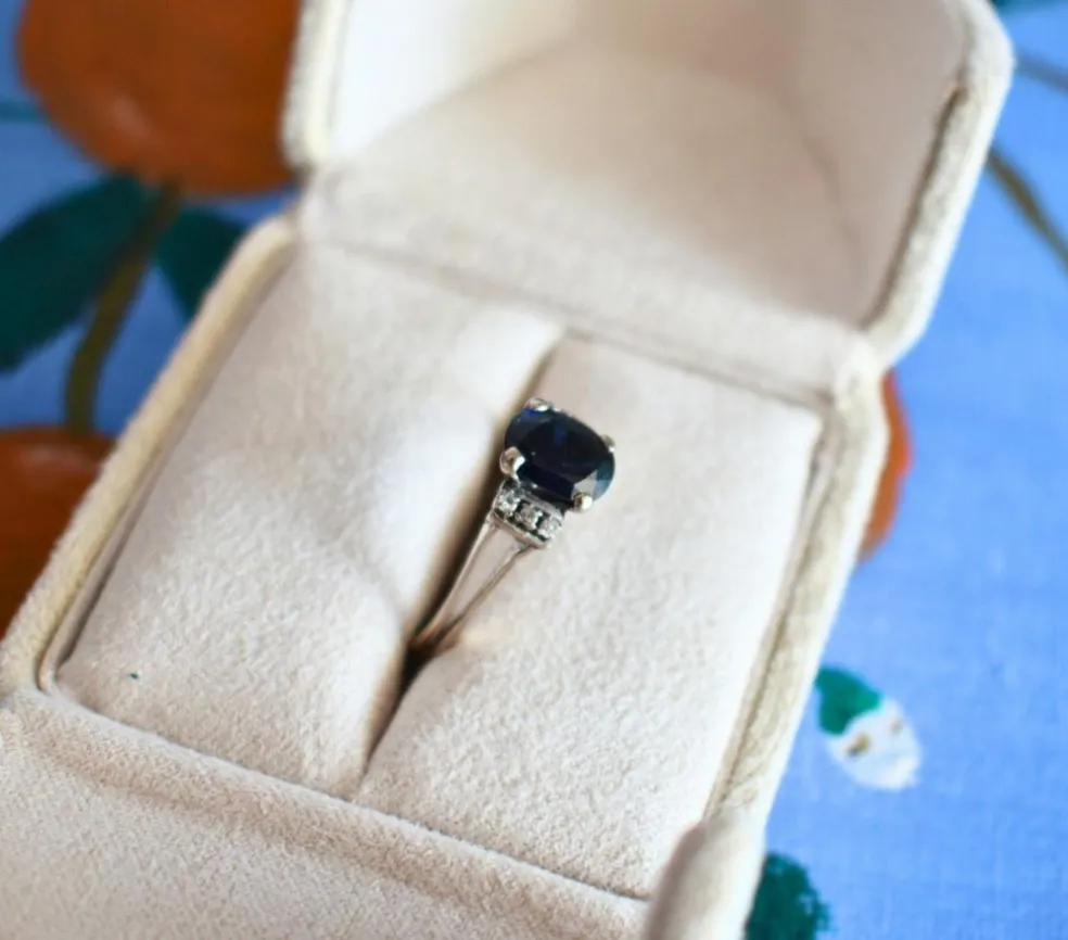 Bague Or blanc Saphir Diamants