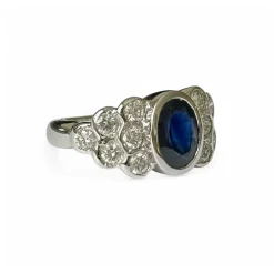 Bague or blanc saphir diamants
