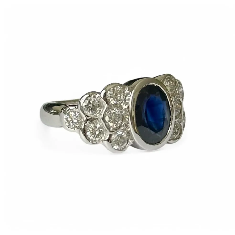 Bague or blanc saphir diamants