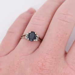 Bague Or blanc Saphir Diamants